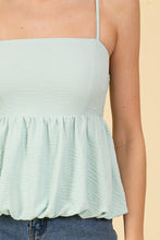 Load image into Gallery viewer, Adjustable Strap Bubble Hem Top - Mint
