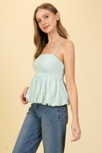 Load image into Gallery viewer, Adjustable Strap Bubble Hem Top - Mint
