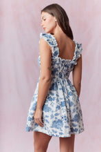 Load image into Gallery viewer, Printed Floral Denim Mid Drees - Blue White