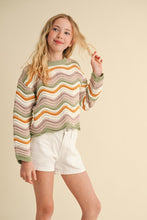 Load image into Gallery viewer, Wavy Rib Knit Bell Sleeve Sweater - Youth
