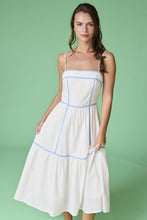 Load image into Gallery viewer, Contrasting Binding Midi Dress - White/Blue
