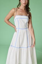 Load image into Gallery viewer, Contrasting Binding Midi Dress - White/Blue
