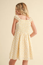 Load image into Gallery viewer, Floral Ruched Shoulder Mini Dress - Yellow