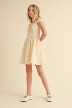 Load image into Gallery viewer, Floral Ruched Shoulder Mini Dress - Yellow