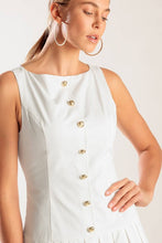 Load image into Gallery viewer, Woven Mini Dress With Pleated Skirt - White
