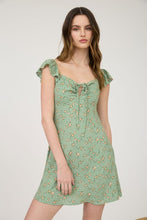 Load image into Gallery viewer, Floral Ruffle Sleeve Mini Dress - Olive
