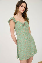 Load image into Gallery viewer, Floral Ruffle Sleeve Mini Dress - Olive
