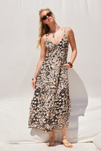 Load image into Gallery viewer, Abstract Open Back Maxi - Black, Tan, White
