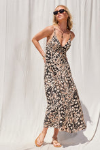 Load image into Gallery viewer, Abstract Open Back Maxi - Black, Tan, White
