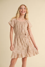 Load image into Gallery viewer, Eyelet Faux Wrap Spring Dress Taupe - Youth