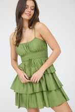 Load image into Gallery viewer, Ruffle Tiered Spaghetti Strap Mini Dress - Olive