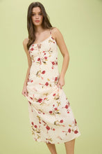 Load image into Gallery viewer, Floral Lace Trim Front Tie Midi Dress