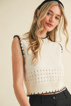 Load image into Gallery viewer, Blanket Stitch Pointelle Sweater - Ivory/Black
