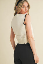 Load image into Gallery viewer, Blanket Stitch Pointelle Sweater - Ivory/Black

