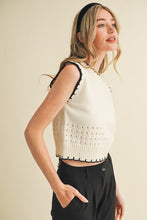 Load image into Gallery viewer, Blanket Stitch Pointelle Sweater - Ivory/Black
