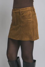 Load image into Gallery viewer, Low Rise Suede Skort Camel

