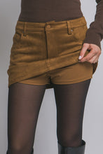 Load image into Gallery viewer, Low Rise Suede Skort Camel
