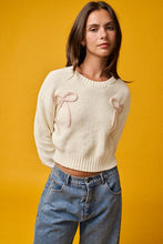 Load image into Gallery viewer, Knit Bow Sweater Top - Cream/Pink
