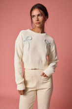 Load image into Gallery viewer, Knit Bow Sweater Top - Cream/Blue
