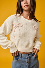 Load image into Gallery viewer, Knit Bow Sweater Top - Cream/Pink
