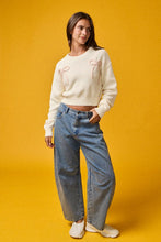 Load image into Gallery viewer, Knit Bow Sweater Top - Cream/Pink
