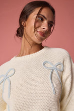 Load image into Gallery viewer, Knit Bow Sweater Top - Cream/Blue
