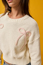 Load image into Gallery viewer, Knit Bow Sweater Top - Cream/Pink
