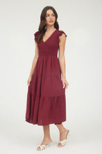 Load image into Gallery viewer, Flutter Sleeve Maxi Dress - Burgundy
