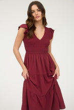 Load image into Gallery viewer, Flutter Sleeve Maxi Dress - Burgundy

