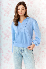 Load image into Gallery viewer, Bow Pointelle Knit Hoodie - Blue
