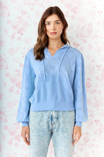 Load image into Gallery viewer, Bow Pointelle Knit Hoodie - Blue

