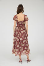 Load image into Gallery viewer, Floral Sweetheart Neck Back Tie Midid Dress- Burgundy
