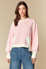 Load image into Gallery viewer, Heart Patchwork Colorblock Pullover - Pink
