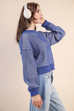 Load image into Gallery viewer, Two Tone Stripe Sweater - Royal Blue