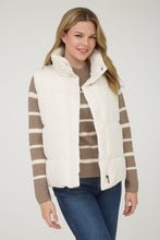 Load image into Gallery viewer, High Neck Zip Up Puffer Vest - Ivory
