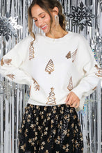 Load image into Gallery viewer, Gold Tree Sequin Accent Sweater - Cream
