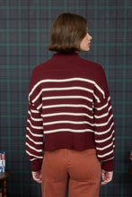 Load image into Gallery viewer, Mock Neck Drop Shoulder Knit - Burgundy
