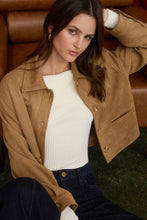 Load image into Gallery viewer, Suede Button Down Cropped Jacket - Camel
