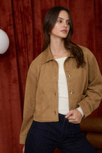 Load image into Gallery viewer, Suede Button Down Cropped Jacket - Camel
