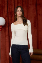 Load image into Gallery viewer, Asymmetric Fold Over Long Sleeve - Ivory
