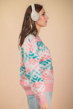 Load image into Gallery viewer, Colorblock Knit Sweater Top - Pink/Teal
