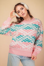 Load image into Gallery viewer, Colorblock Knit Sweater Top - Pink/Teal
