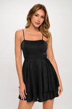 Load image into Gallery viewer, Jacquard Satin Tie Back Mini Dress - Black