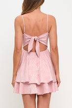 Load image into Gallery viewer, Jacquard Satin Tie Back Mini Dress - Pink