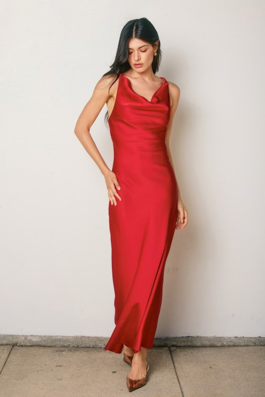 knee length dresses for ladies Cord Strap Back Holiday Maxi Dress