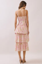 Load image into Gallery viewer, Floral Tiered Ruffle Midi - Pink