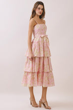 Load image into Gallery viewer, Floral Tiered Ruffle Midi - Pink