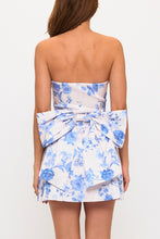Load image into Gallery viewer, Strapless Bow Back Floral Mini Dress - Blue