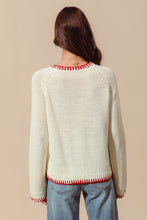 Load image into Gallery viewer, Blanket Stitch Merry Tinsel Sweater - Red/Ivory
