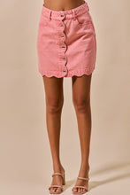 Load image into Gallery viewer, Vintage Wash Scallop Edge Denim SKirt - Pink